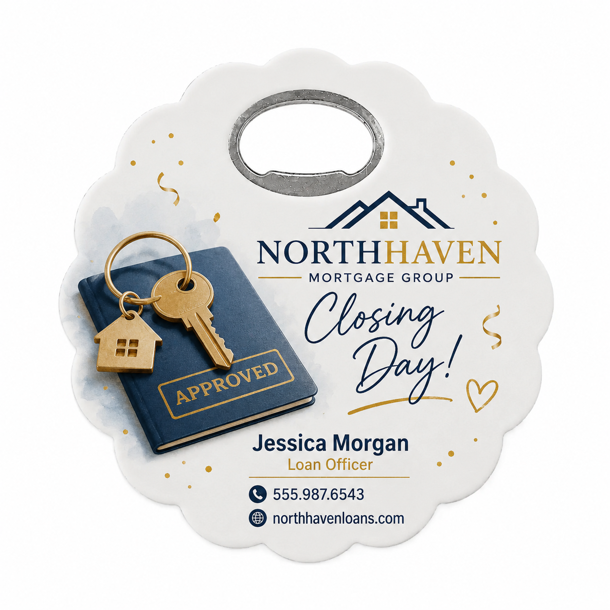 Mortgage Broker Closing Bottle Opener Magnets – main product view