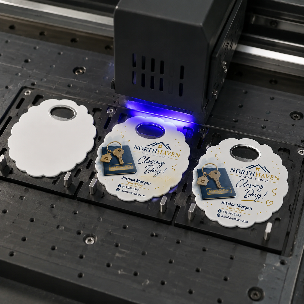 Mortgage Broker Closing Bottle Opener Magnets – UV printing process