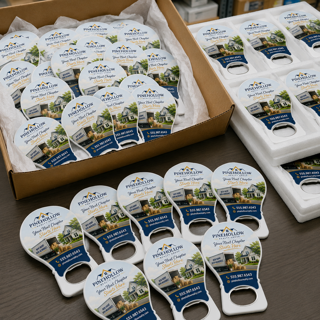 Moving Company Bottle Opener Magnets – bulk order presentation