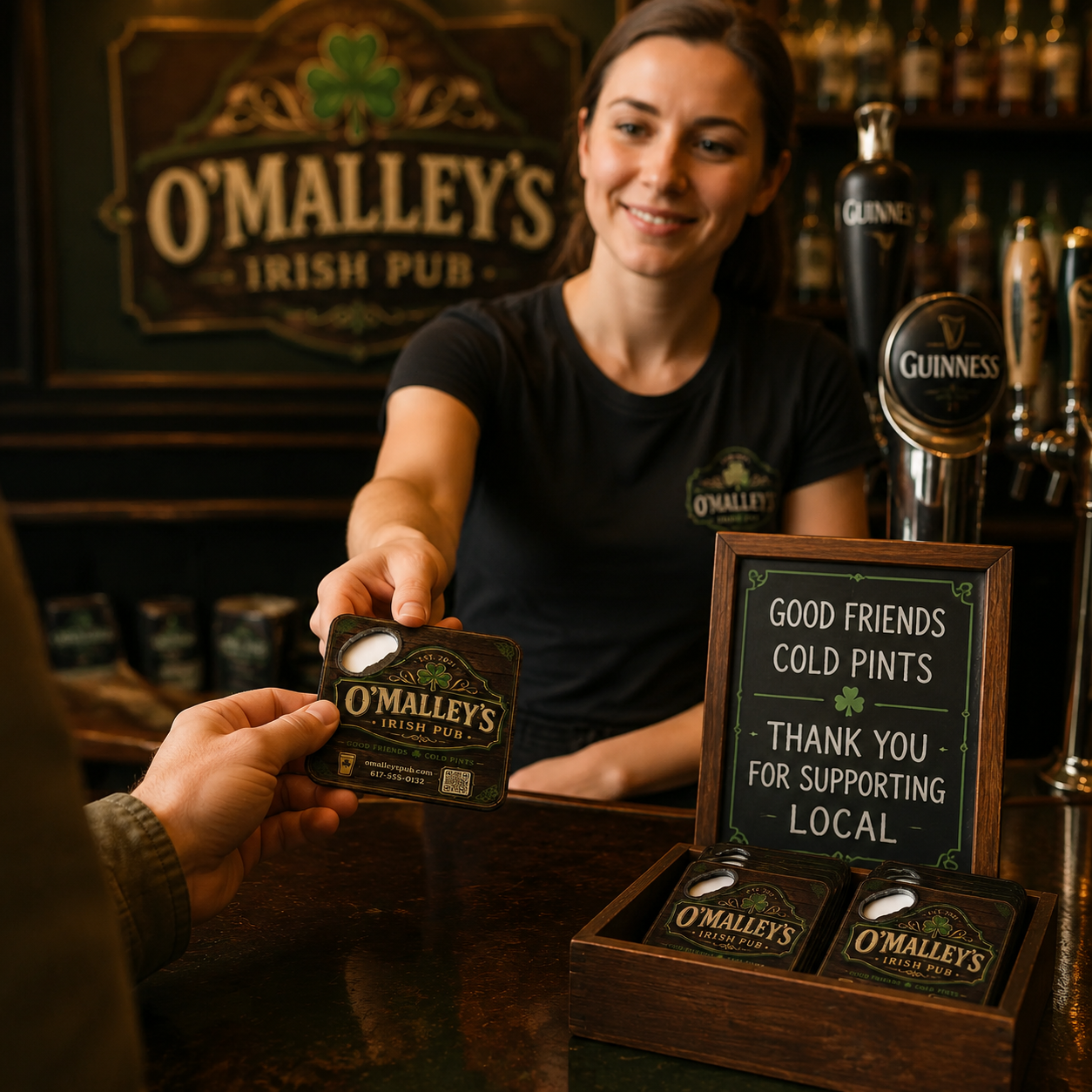 Custom Pub Bottle Opener Magnets – promotional use scene