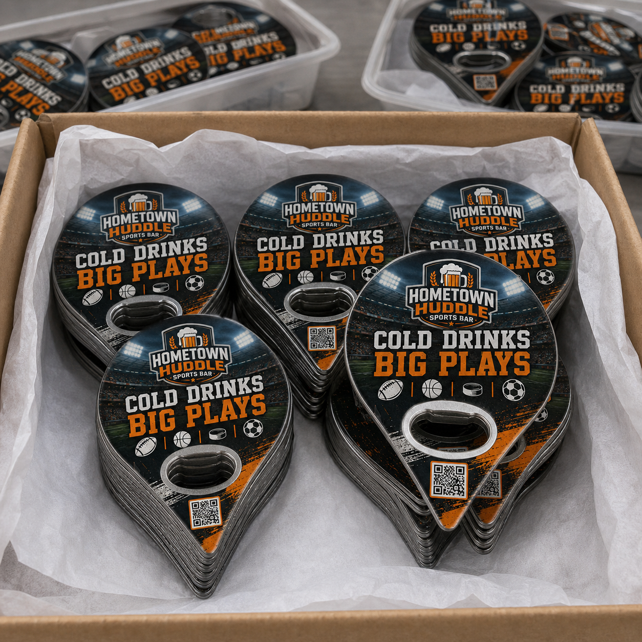 Sports Bar Promotional Bottle Opener Magnets – bulk order presentation