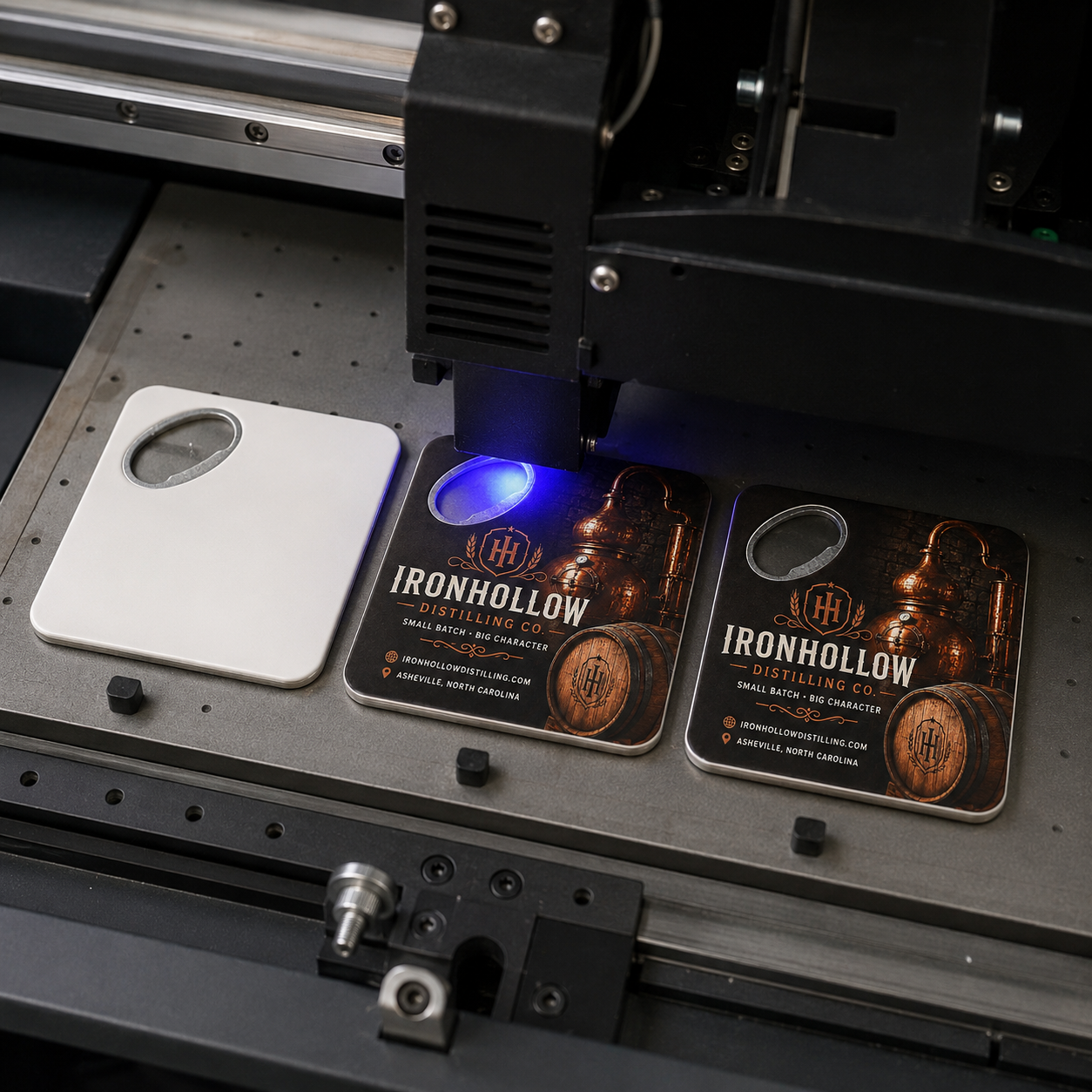 Custom Distillery Bottle Opener Magnets – UV printing process
