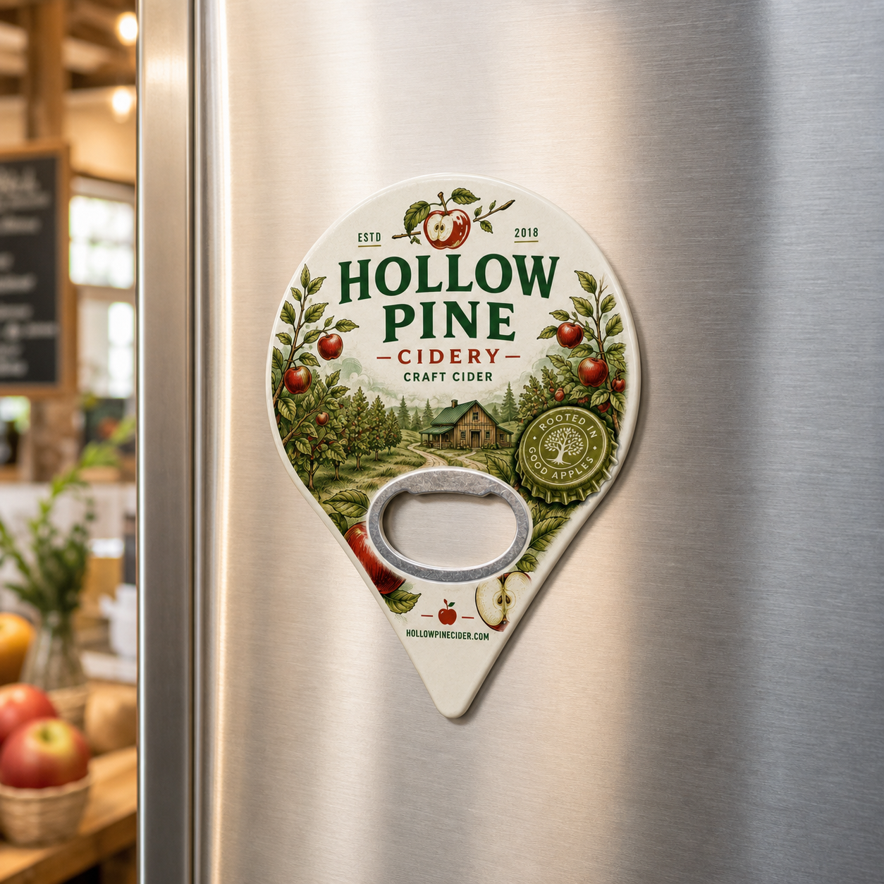 Custom Cidery Bottle Opener Magnets – magnetic use on a metal surface