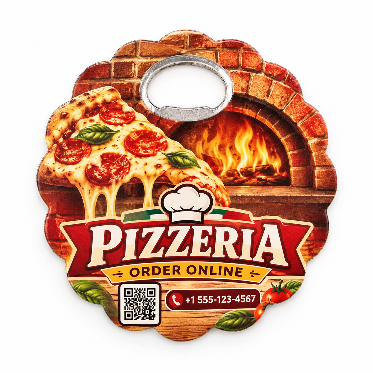 Custom Pizzeria Bottle Opener Magnets – main product view