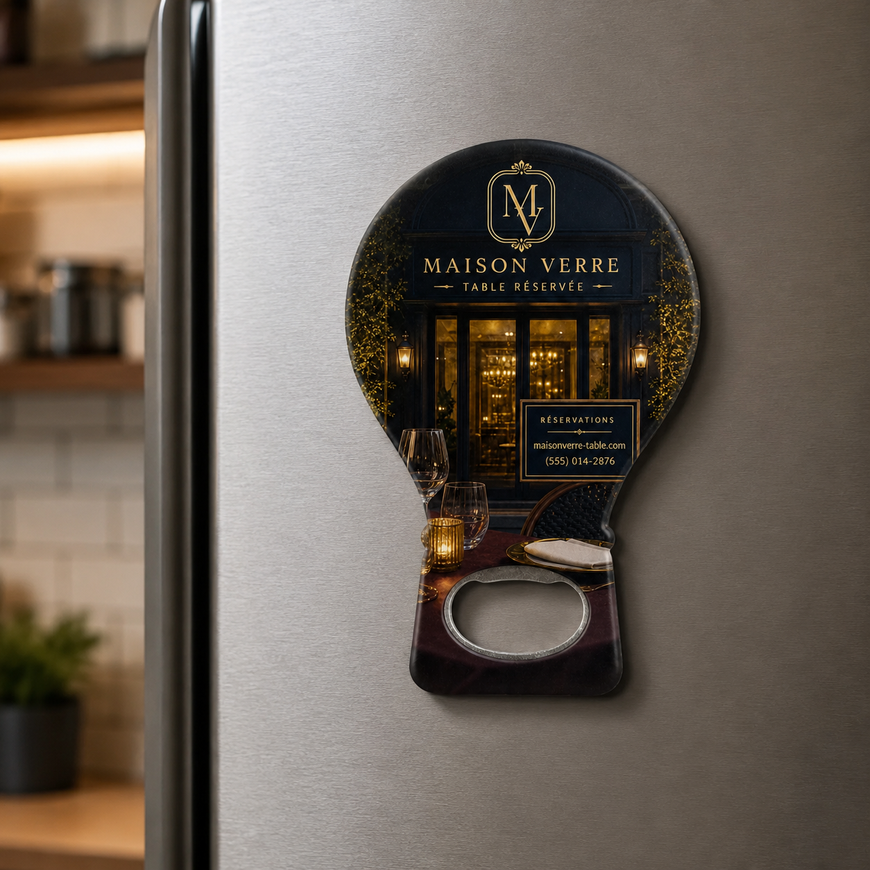 Custom Restaurant Bottle Opener Magnets – magnetic use on a metal surface