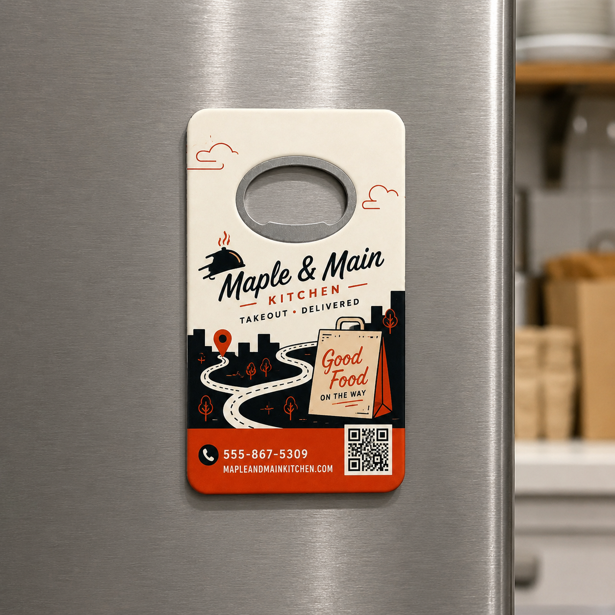 Takeout Order Bottle Opener Magnets – magnetic use on a metal surface