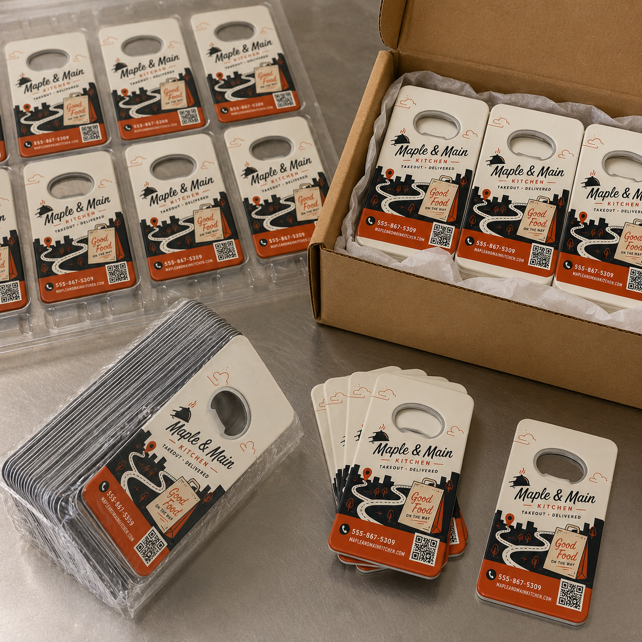 Takeout Order Bottle Opener Magnets – bulk order presentation