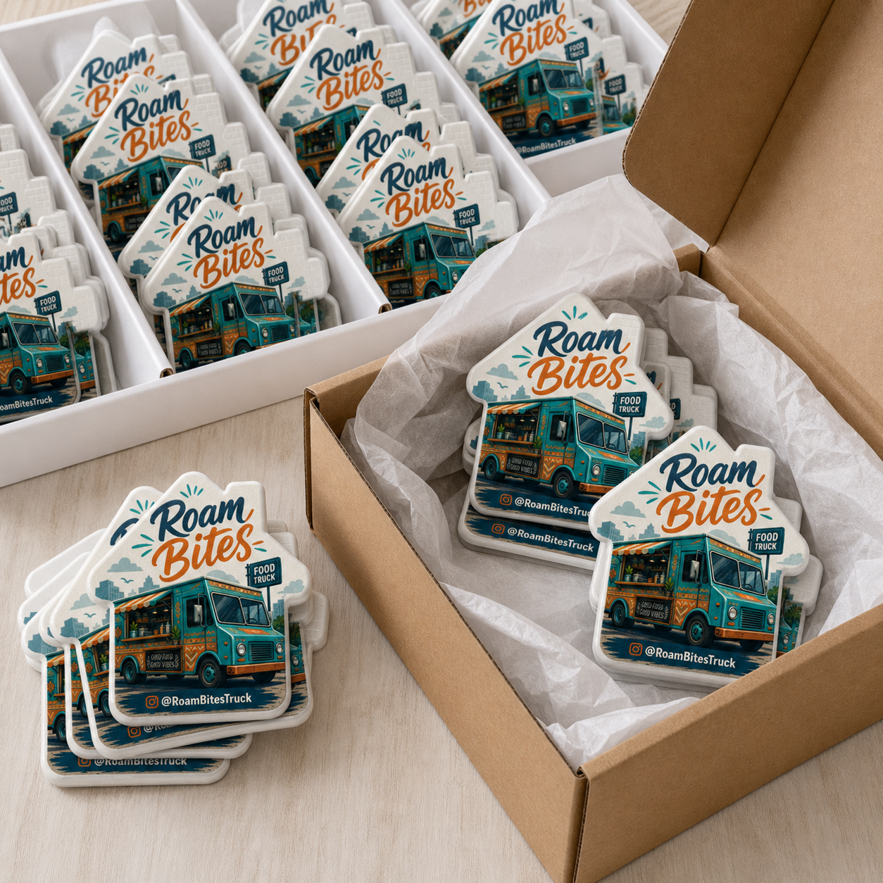 Custom Food Truck Bottle Opener Magnets – bulk order presentation