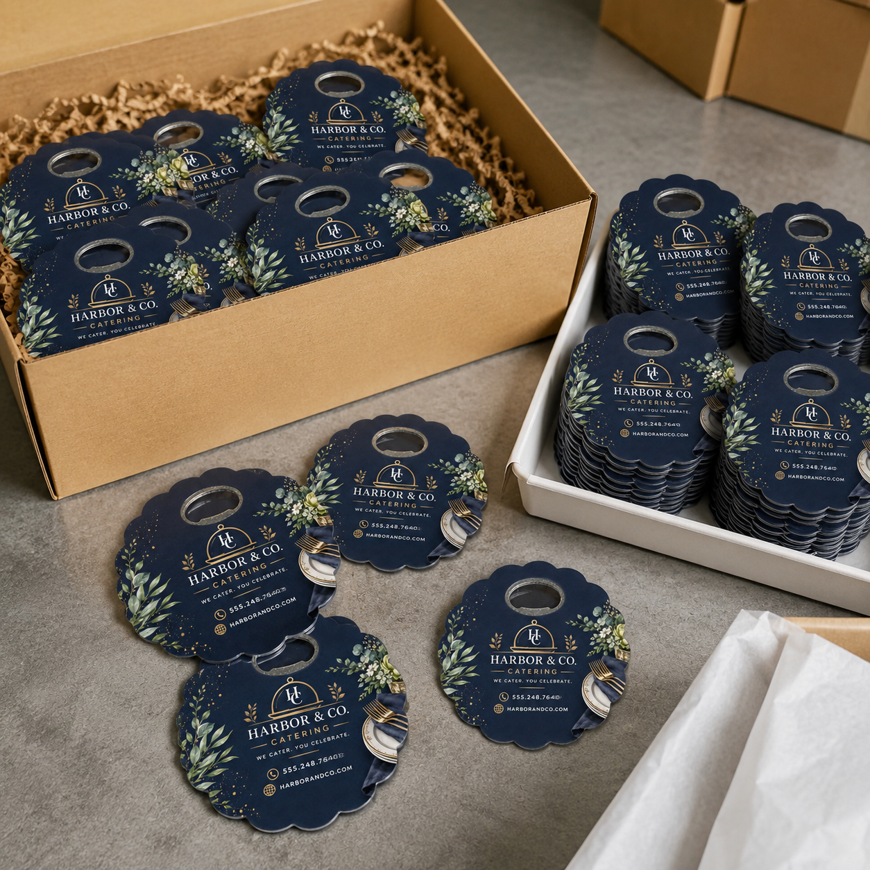 Catering Bottle Opener Magnets – bulk order presentation