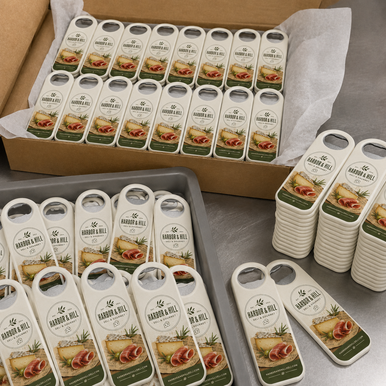 Gourmet Food Shop Bottle Opener Magnets – bulk order presentation