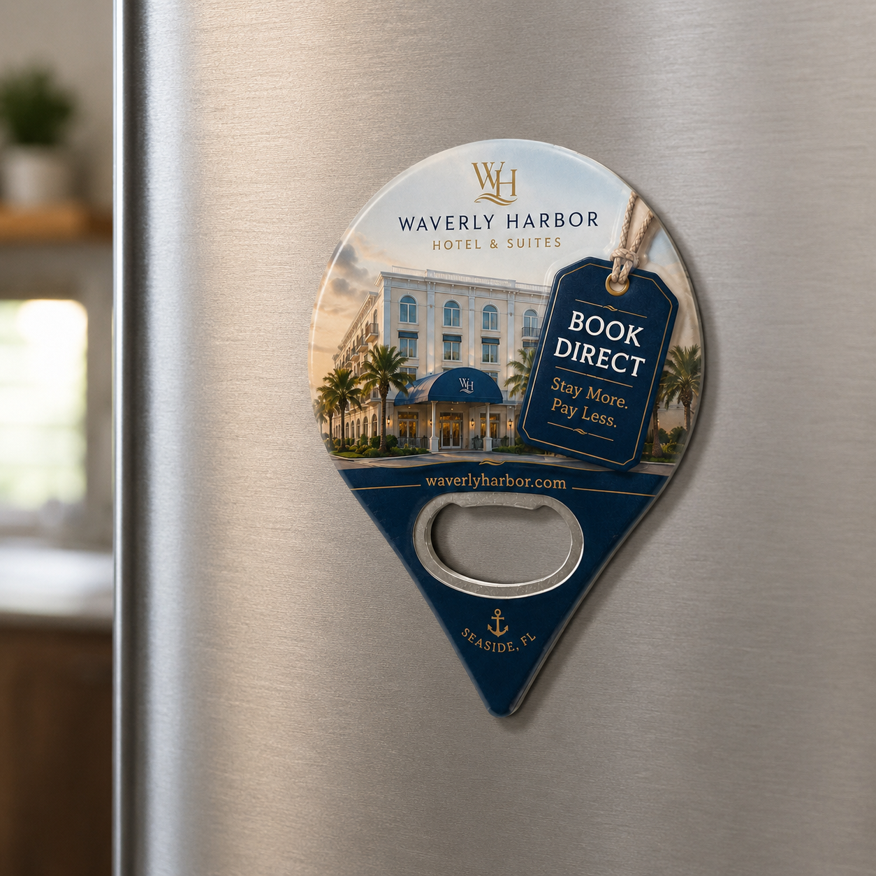 Custom Hotel Bottle Opener Magnets – magnetic use on a metal surface
