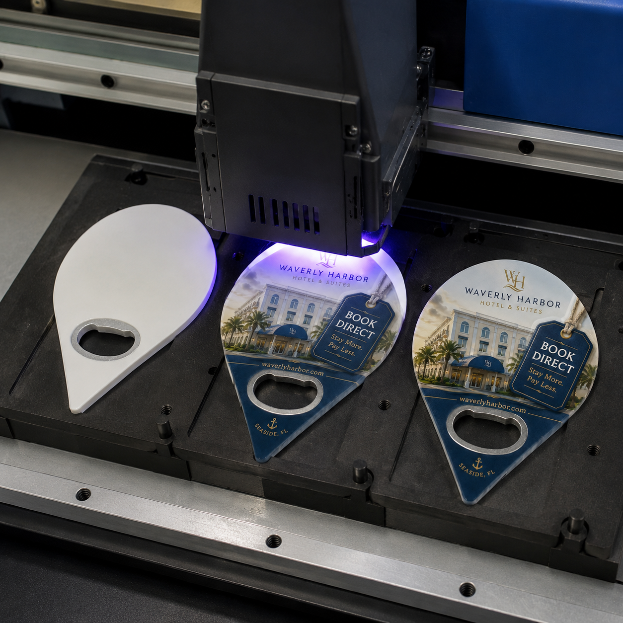 Custom Hotel Bottle Opener Magnets – UV printing process
