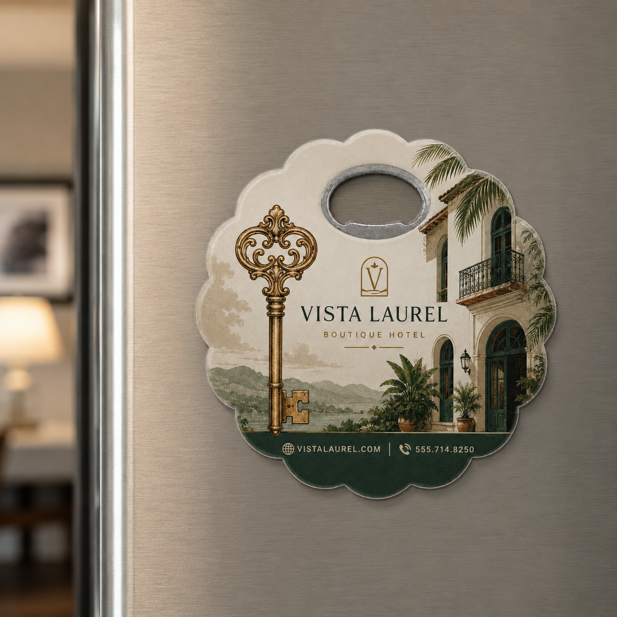 Boutique Hotel Bottle Opener Magnets – magnetic use on a metal surface
