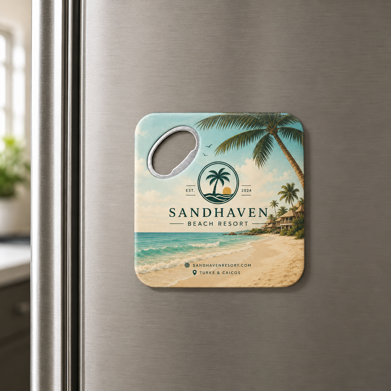 Resort Bottle Opener Magnets – magnetic use on a metal surface