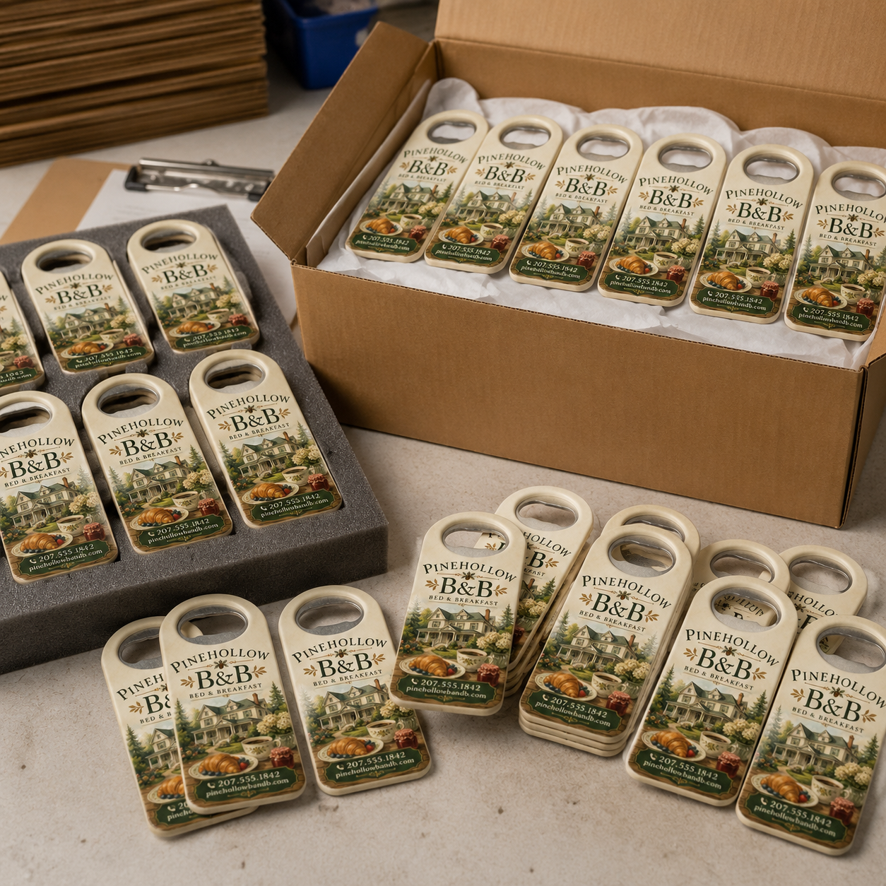 B&B Bottle Opener Magnets – bulk order presentation