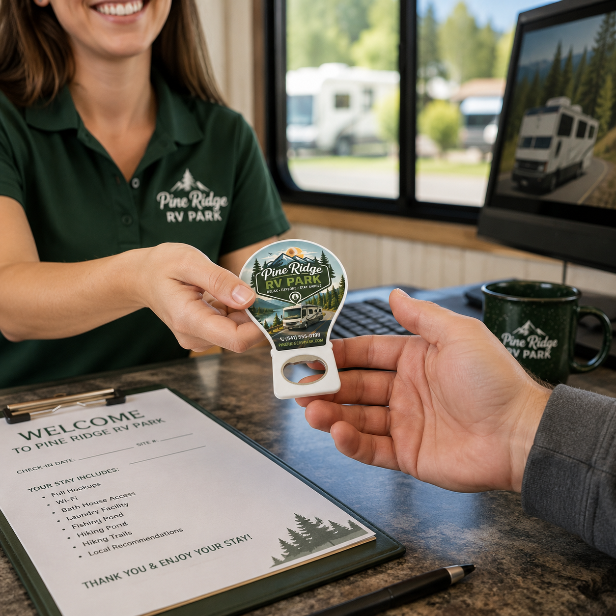 RV Park Bottle Opener Magnets – promotional use scene