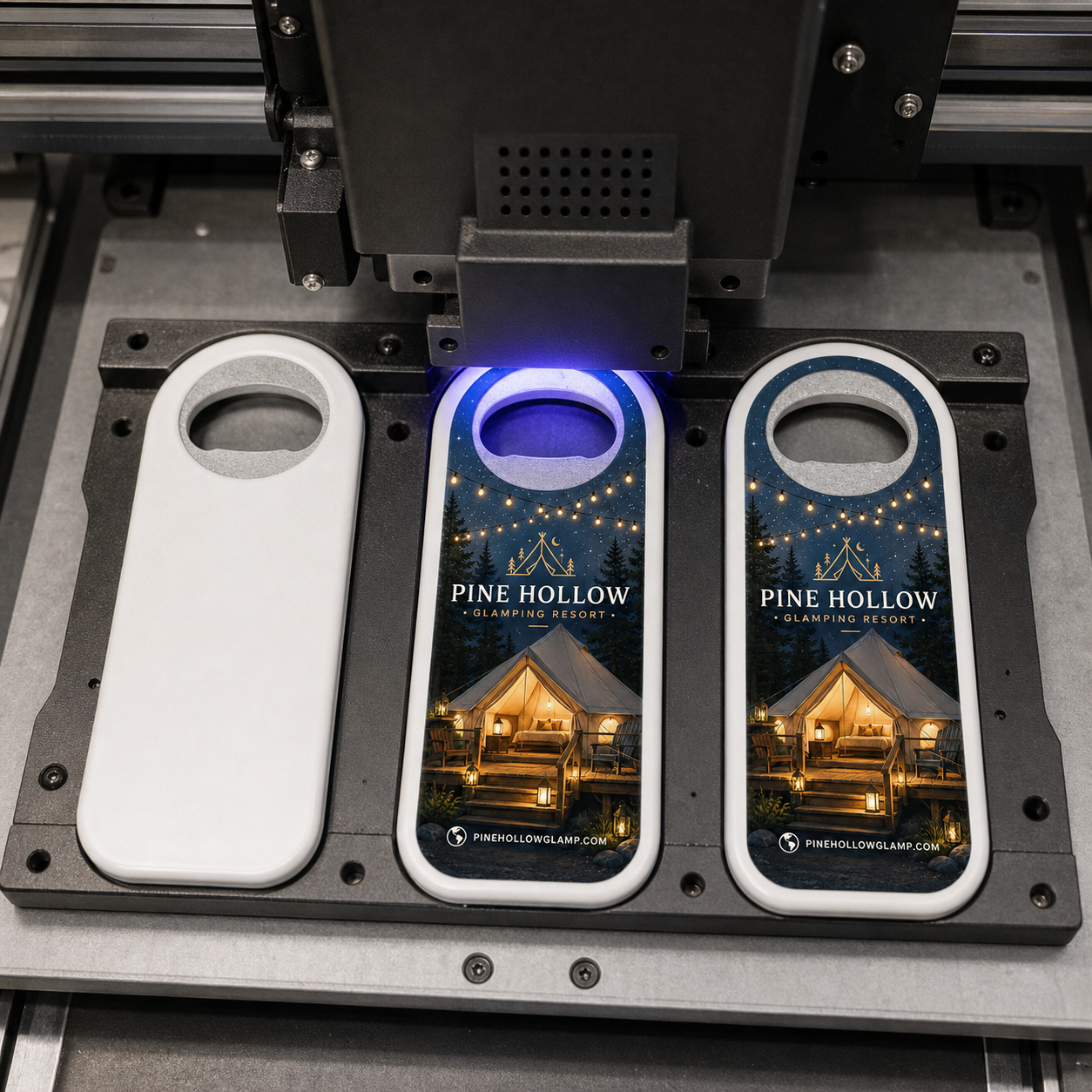 Glamping Bottle Opener Magnets – UV printing process