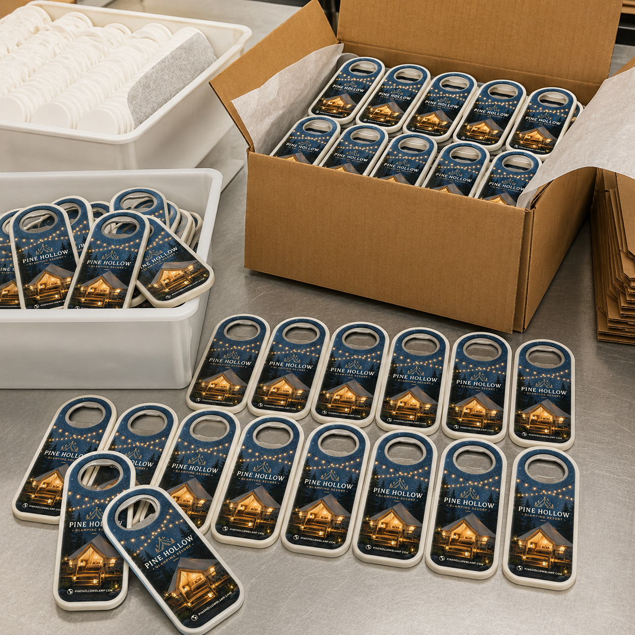 Glamping Bottle Opener Magnets – bulk order presentation