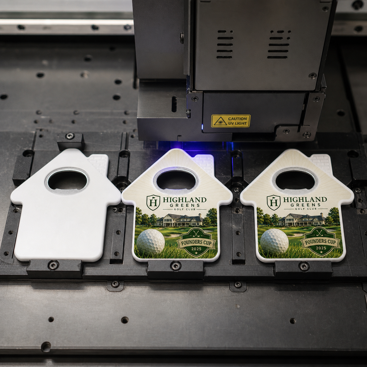 Golf Club Bottle Opener Magnets – UV printing process