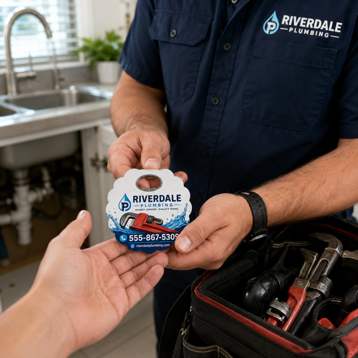 Plumber Bottle Opener Magnets – promotional use scene