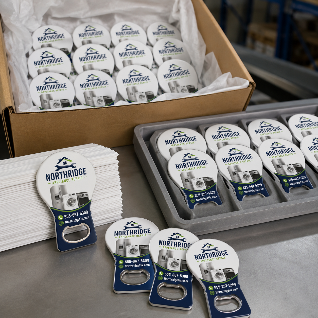 Appliance Repair Bottle Opener Magnets – bulk order presentation
