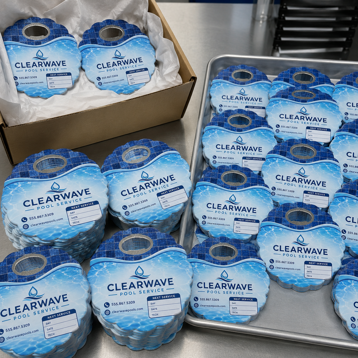 Pool Service Bottle Opener Magnets – bulk order presentation