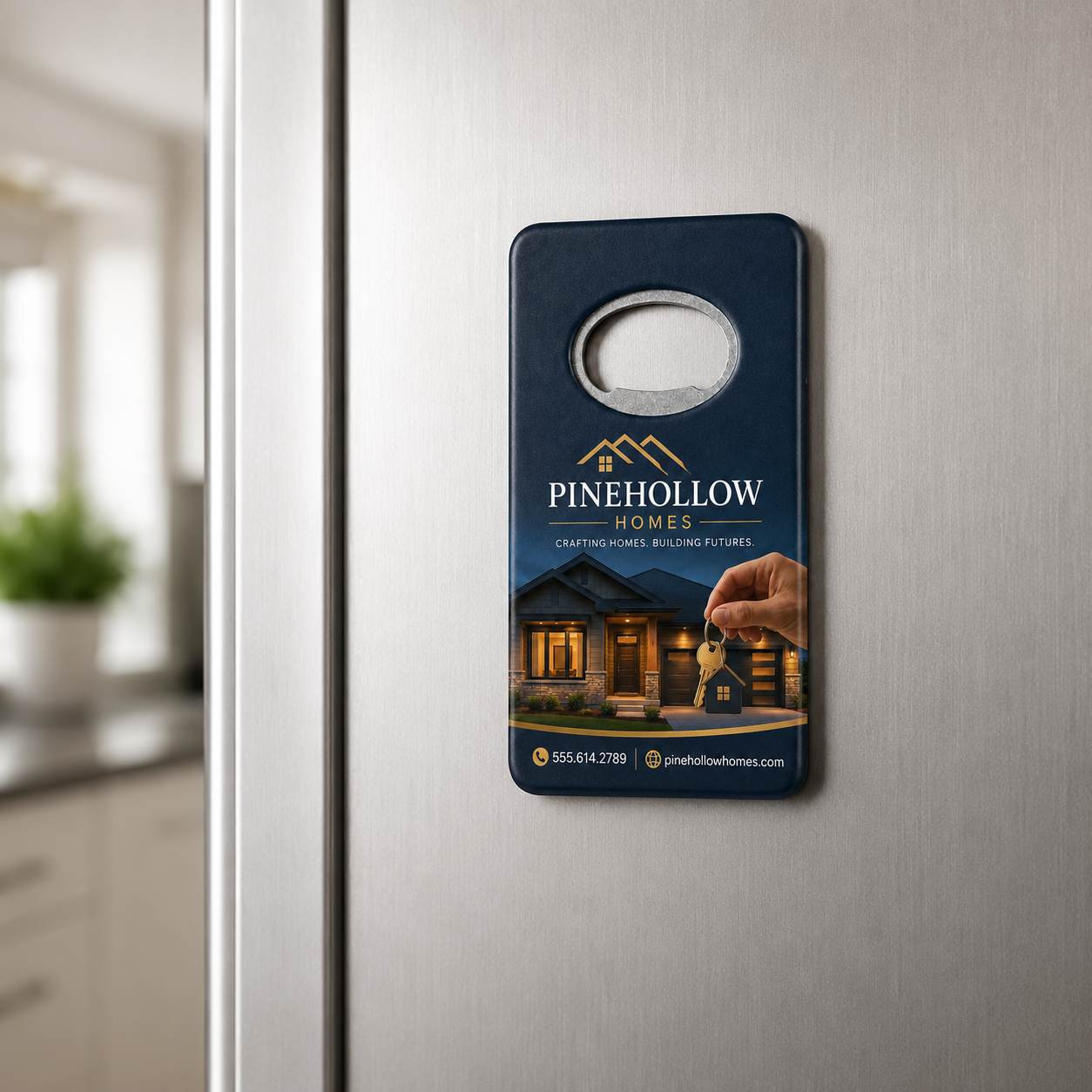 Home Builder Bottle Opener Magnets – magnetic use on a metal surface