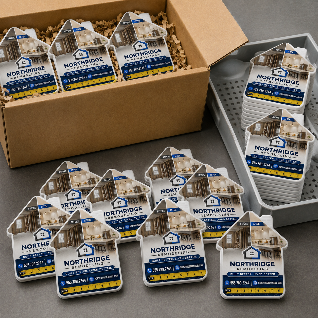 Remodeling Company Bottle Opener Magnets – bulk order presentation