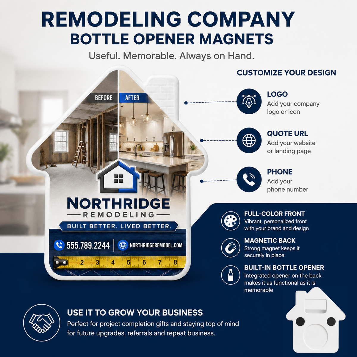 Remodeling Company Bottle Opener Magnets