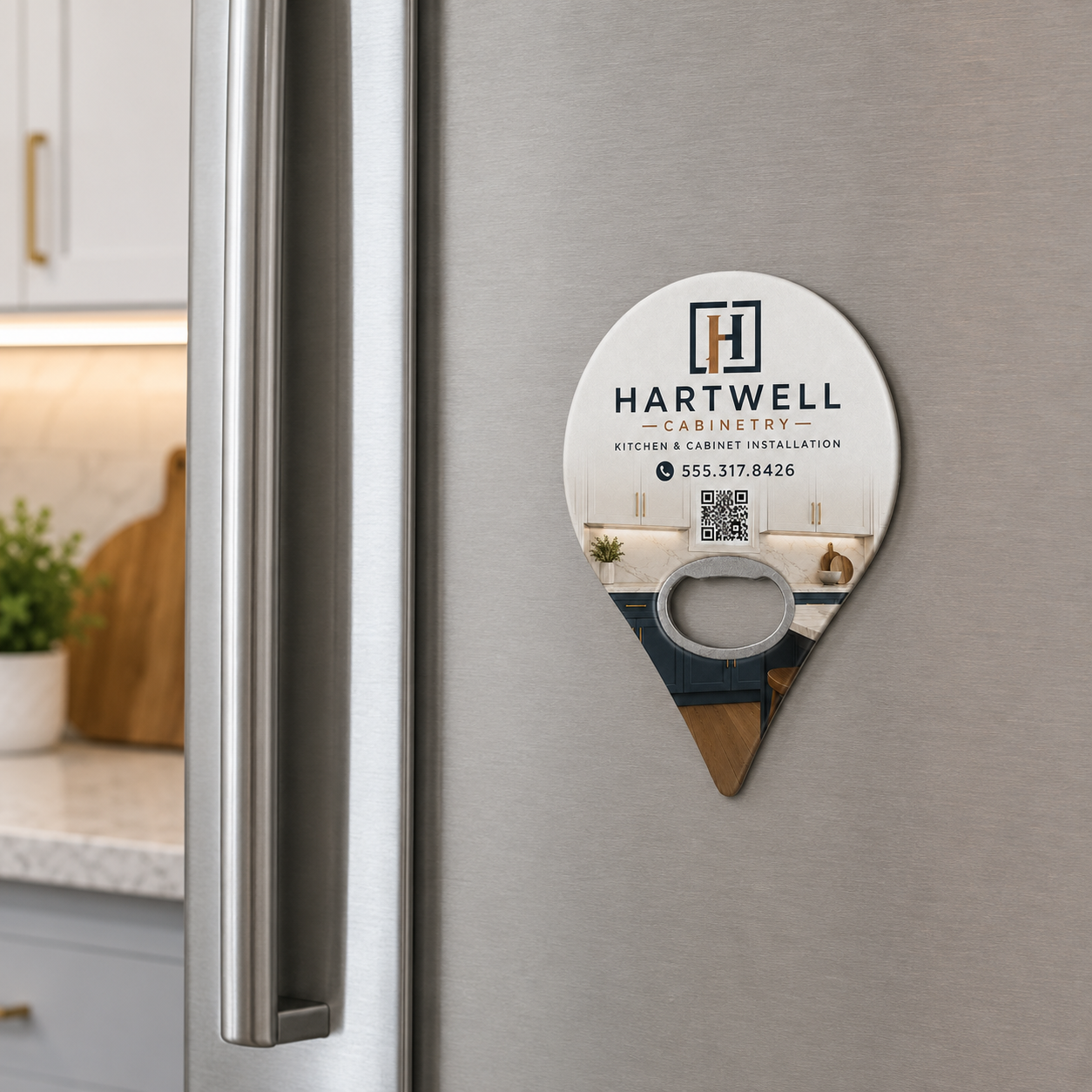 Kitchen Contractor Bottle Opener Magnets – magnetic use on a metal surface