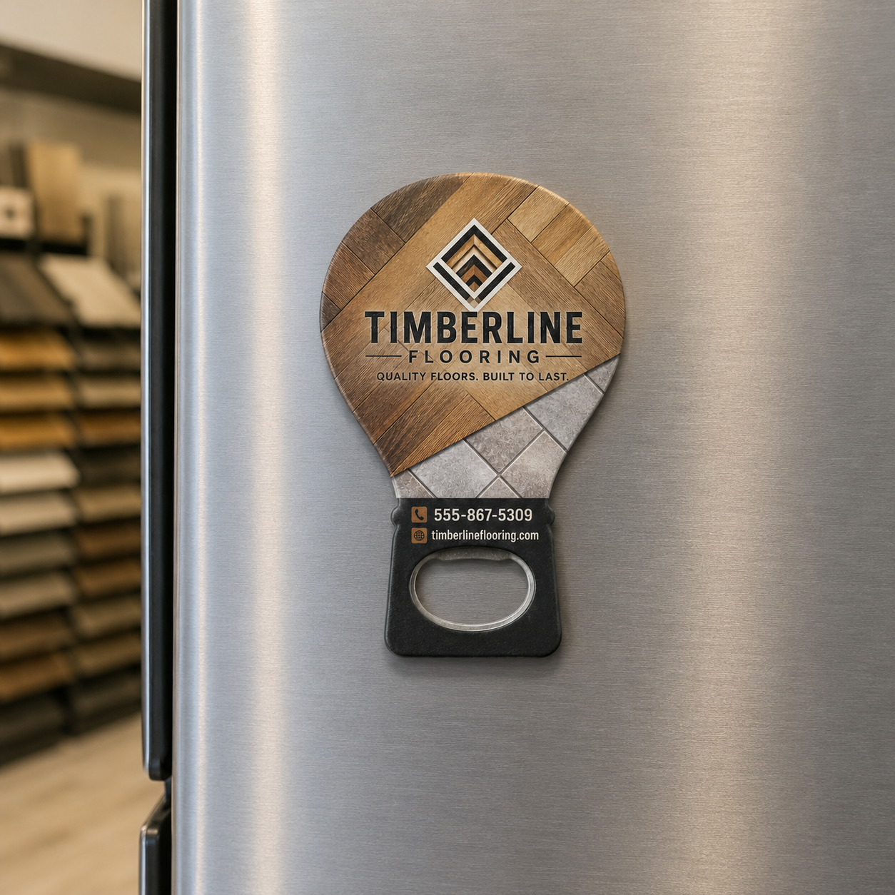 Flooring Company Bottle Opener Magnets – magnetic use on a metal surface