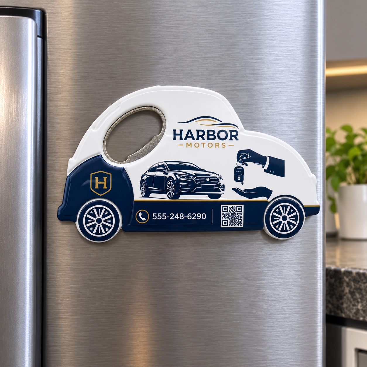 Car Dealership Bottle Opener Magnets – magnetic use on a metal surface