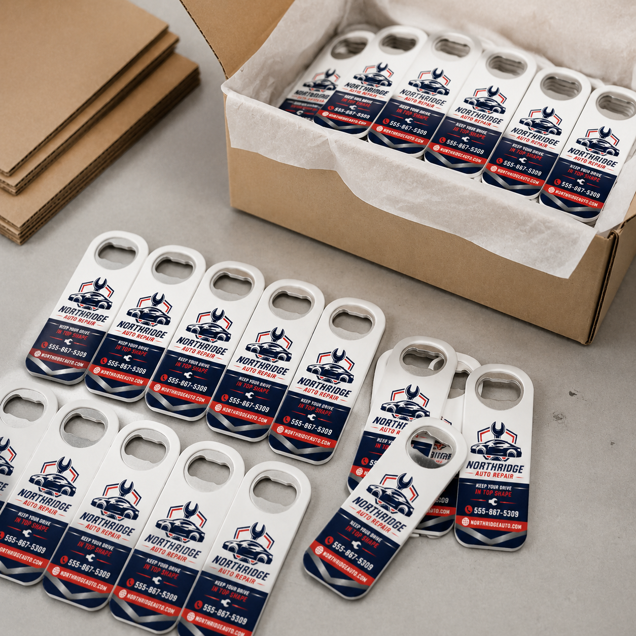 Auto Repair Bottle Opener Magnets – bulk order presentation