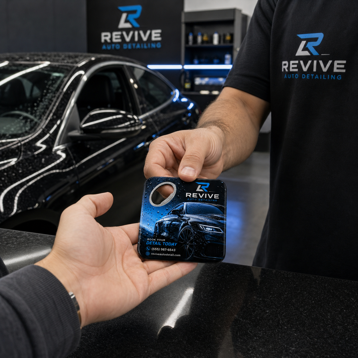 Car Detailing Bottle Opener Magnets – promotional use scene