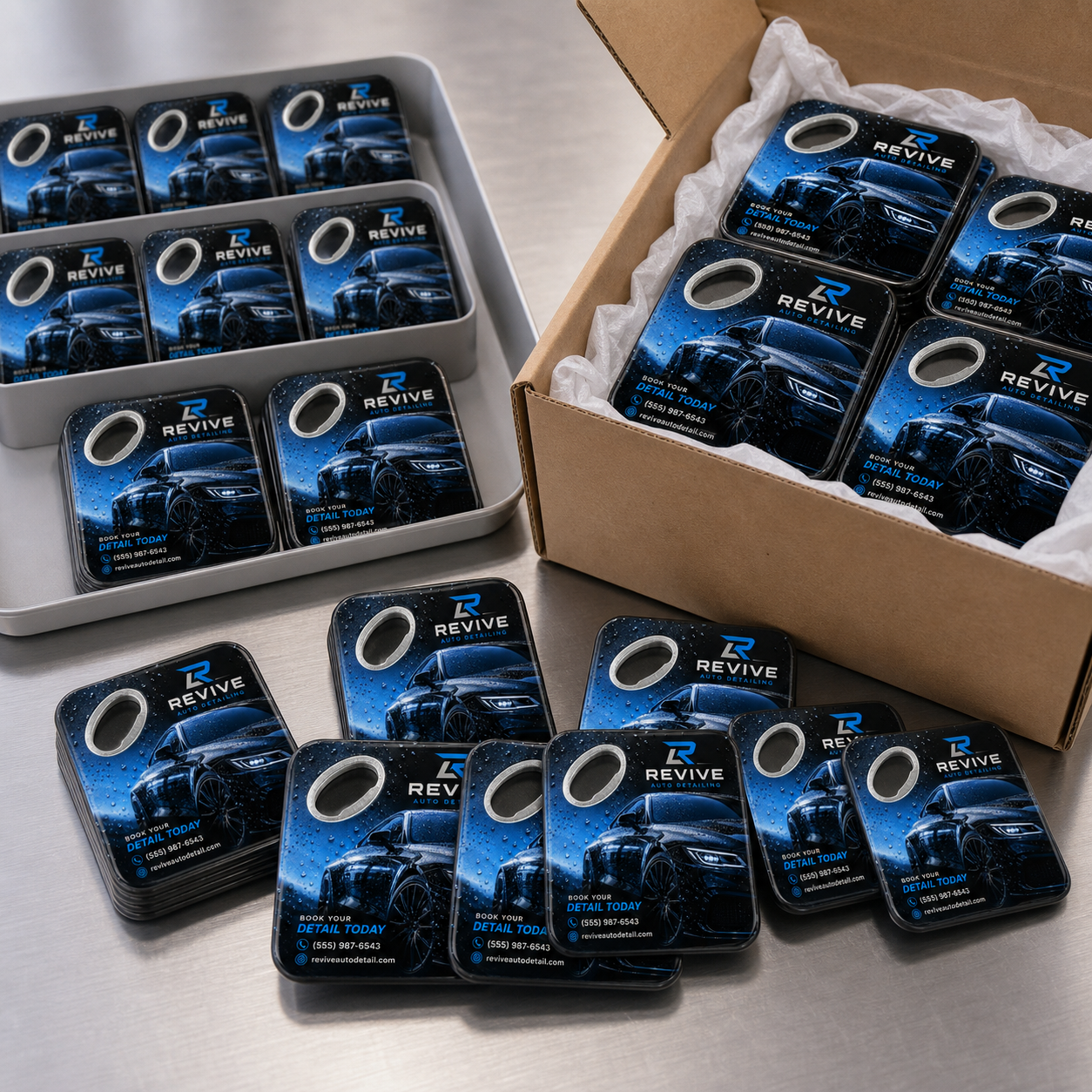 Car Detailing Bottle Opener Magnets – bulk order presentation
