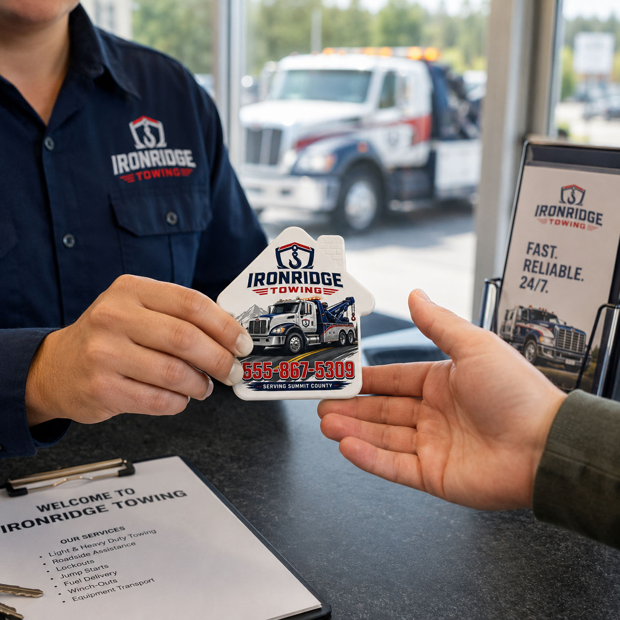 Towing Company Bottle Opener Magnets – promotional use scene