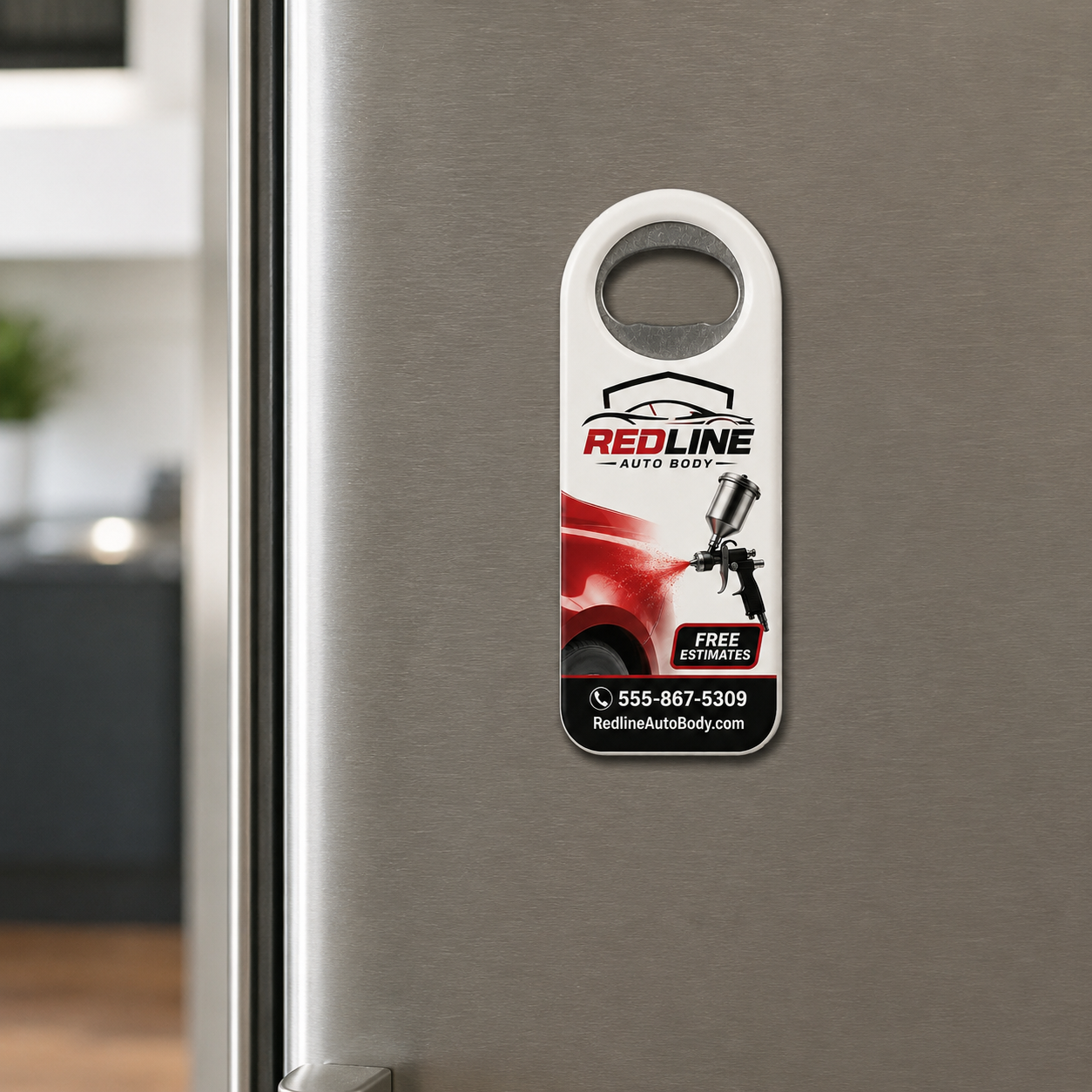 Auto Body Shop Bottle Opener Magnets – magnetic use on a metal surface