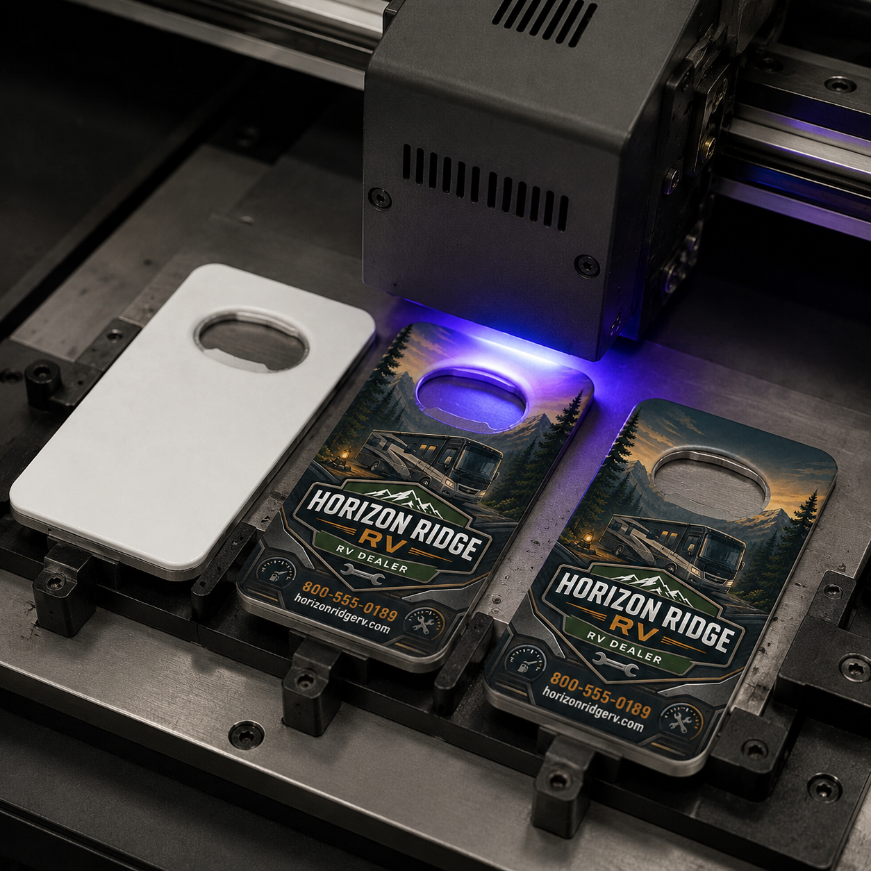 RV Dealer Bottle Opener Magnets – UV printing process