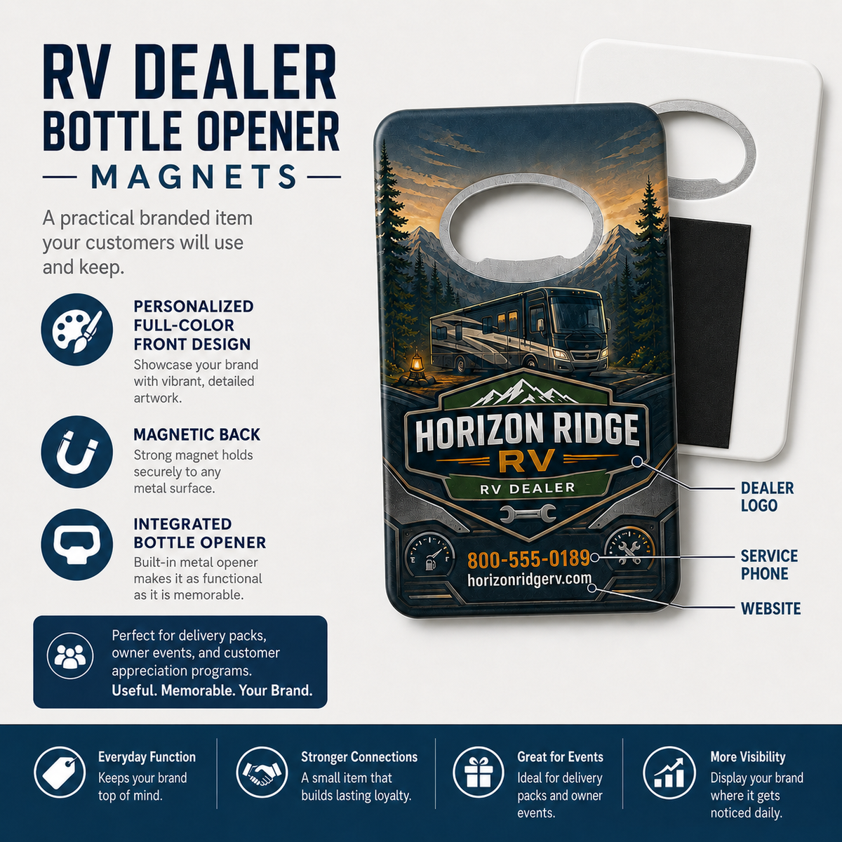 RV Dealer Bottle Opener Magnets