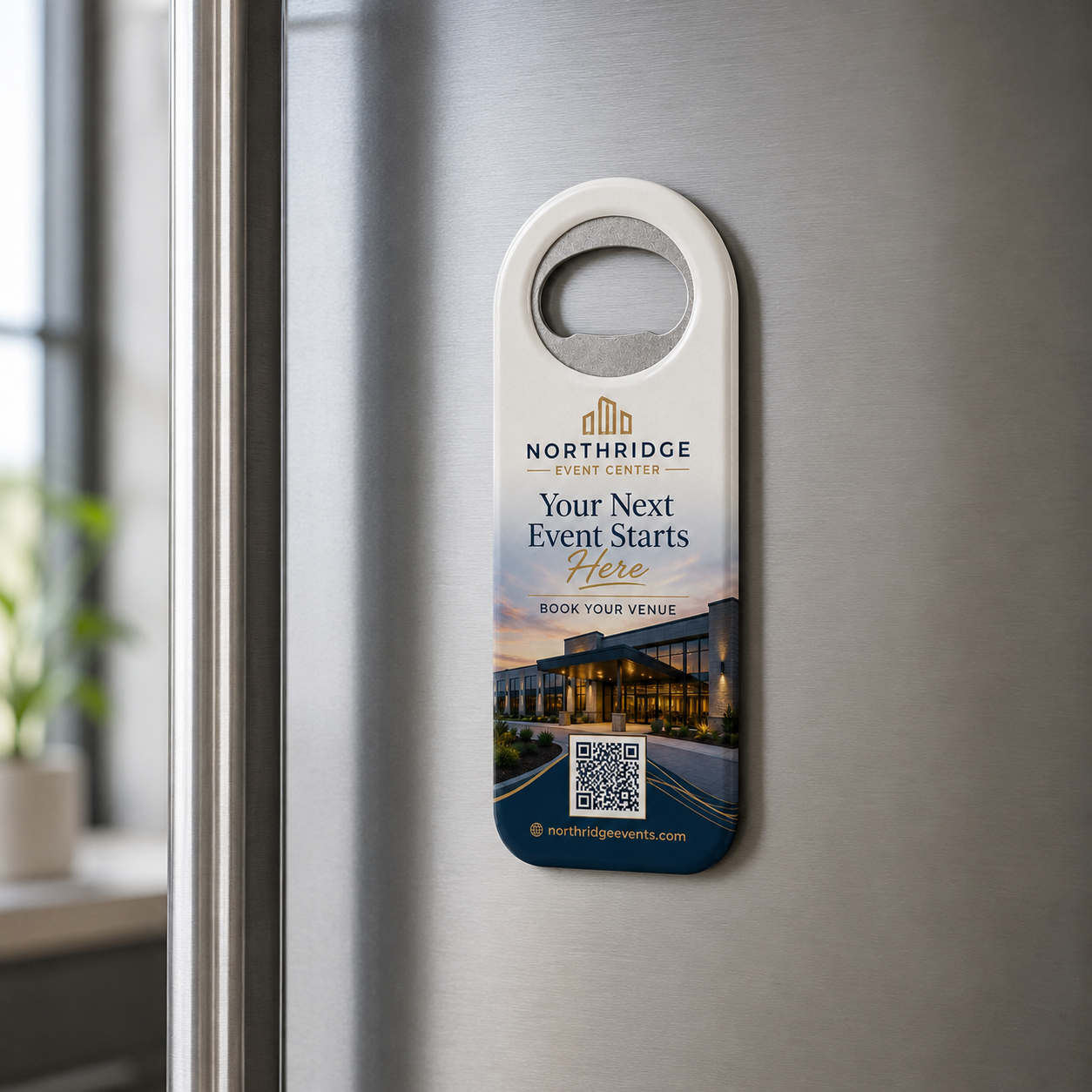 Event Venue Bottle Opener Magnets – magnetic use on a metal surface