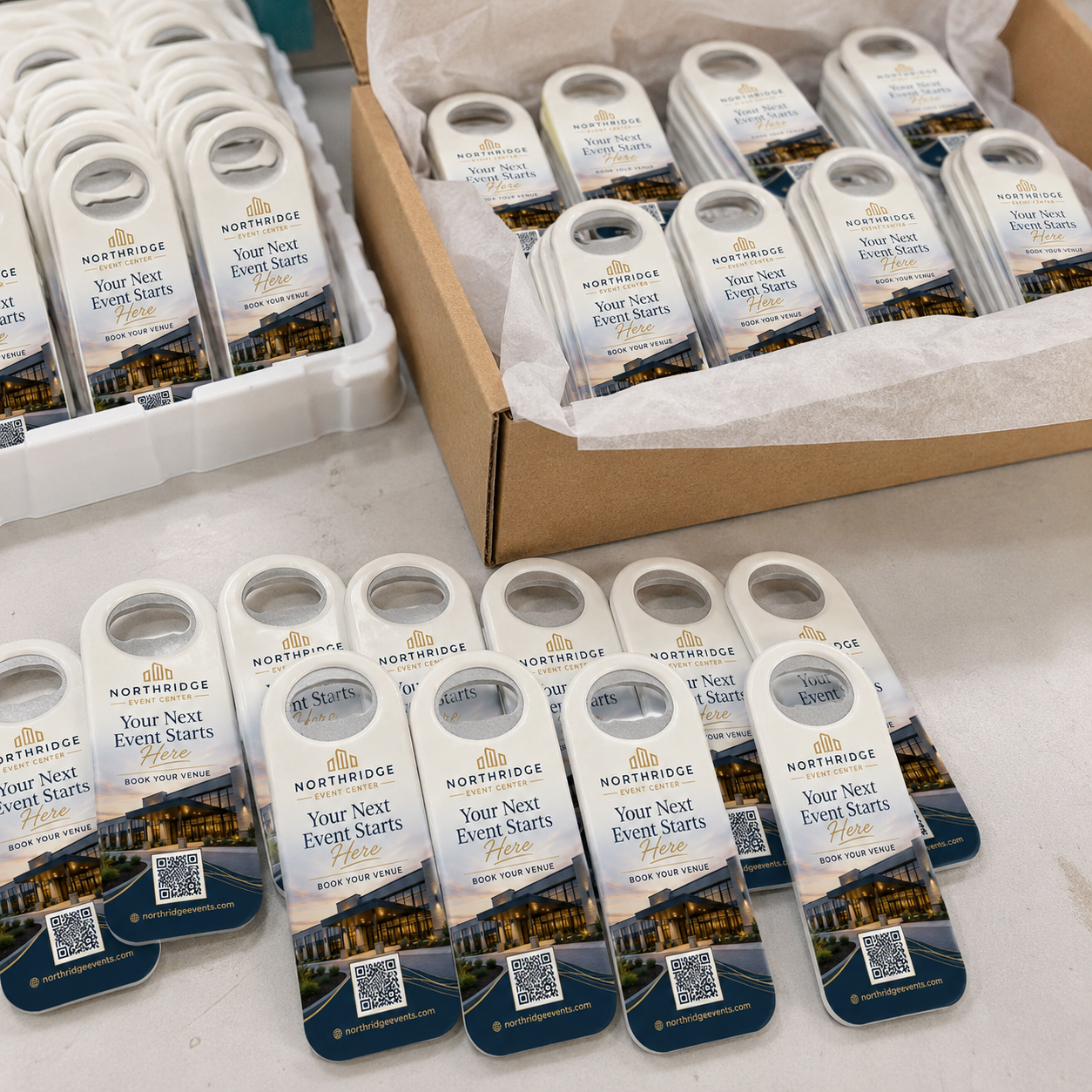 Event Venue Bottle Opener Magnets – bulk order presentation