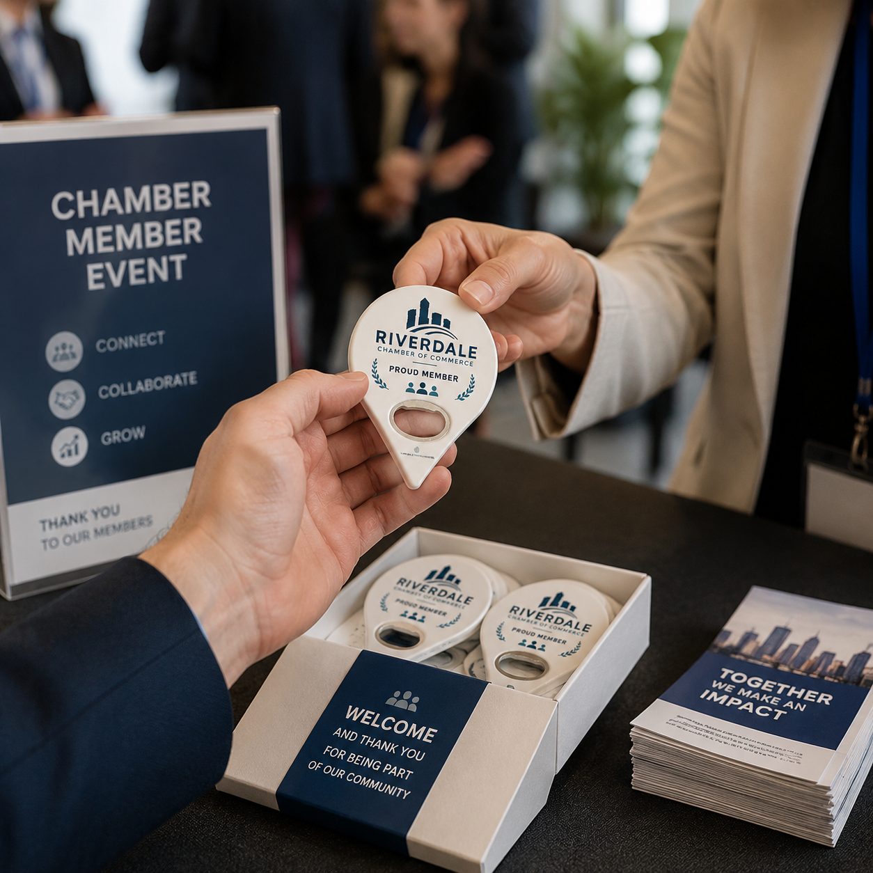 Chamber of Commerce Bottle Opener Magnets – promotional use scene