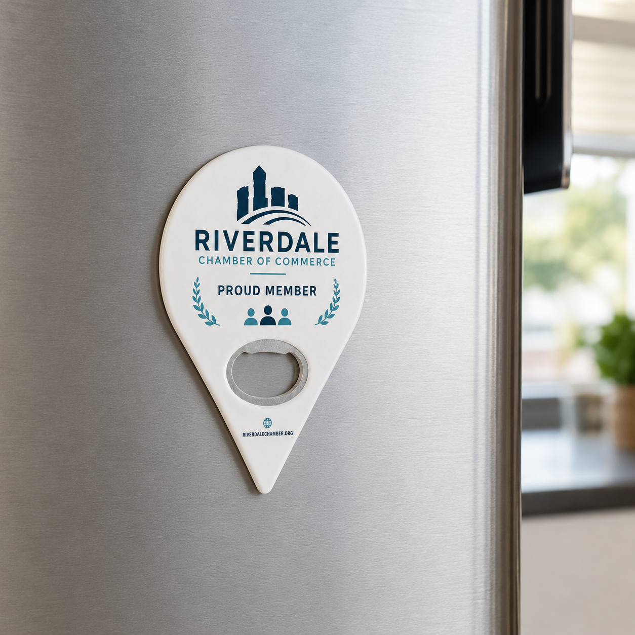 Chamber of Commerce Bottle Opener Magnets – magnetic use on a metal surface