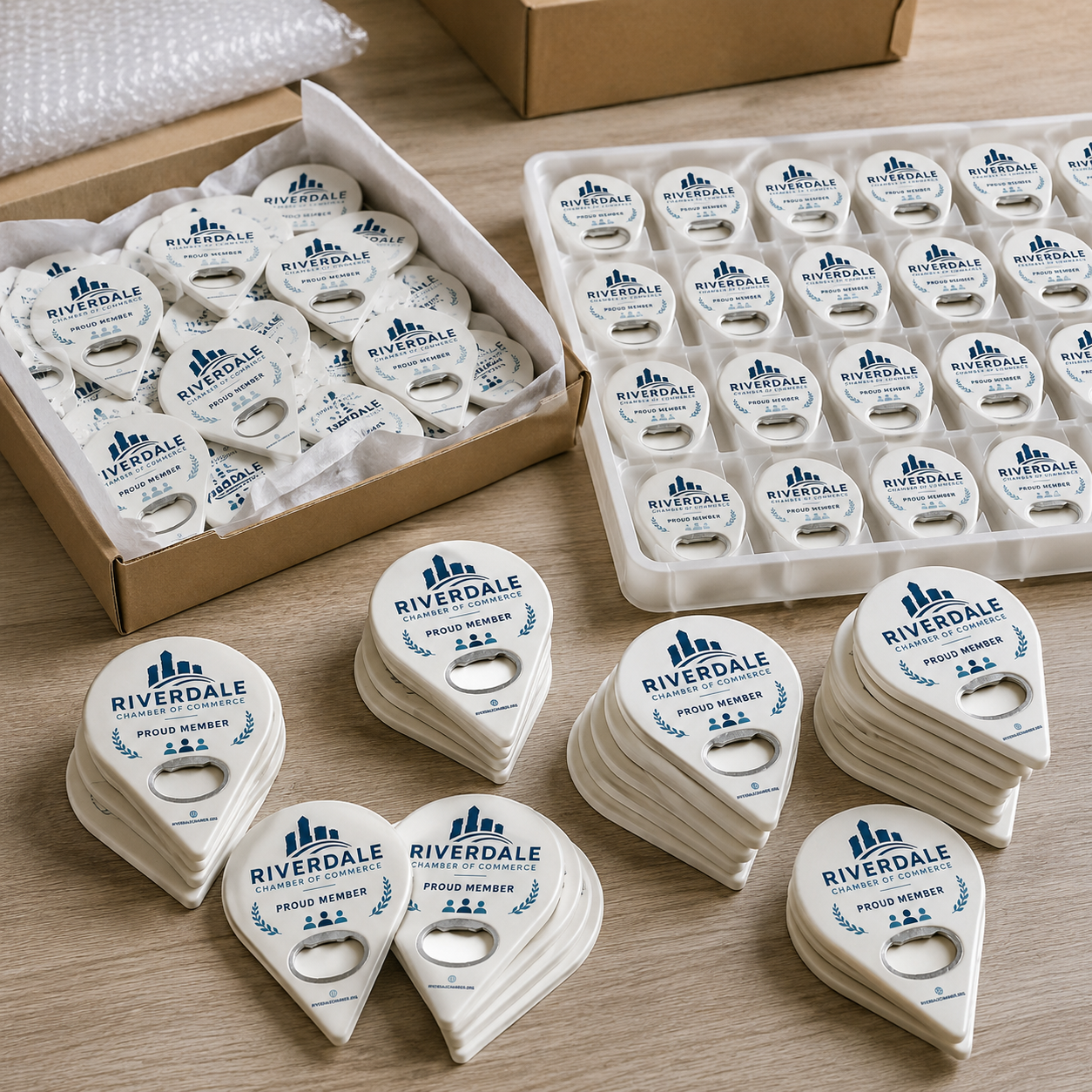 Chamber of Commerce Bottle Opener Magnets – bulk order presentation