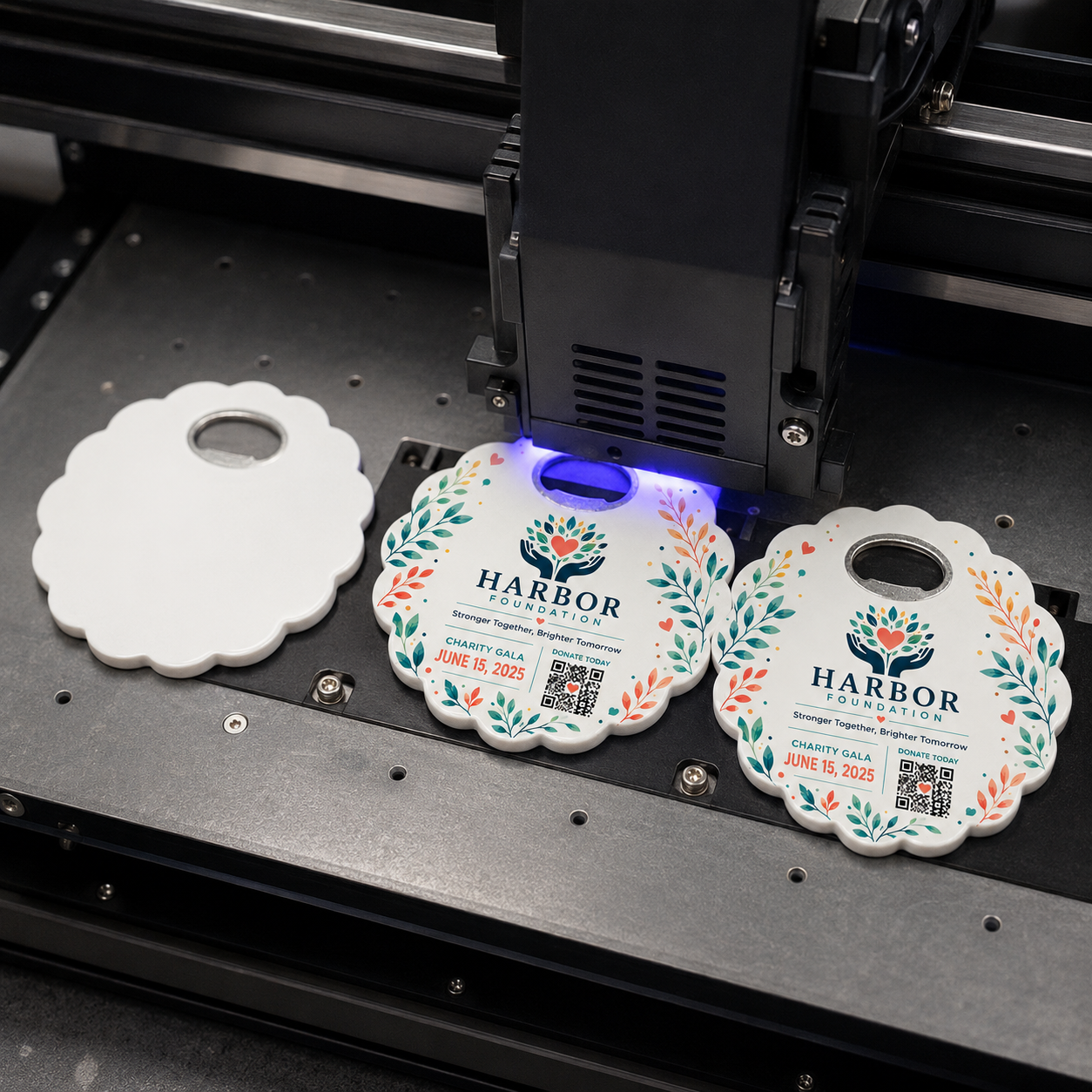 Fundraiser Bottle Opener Magnets – UV printing process