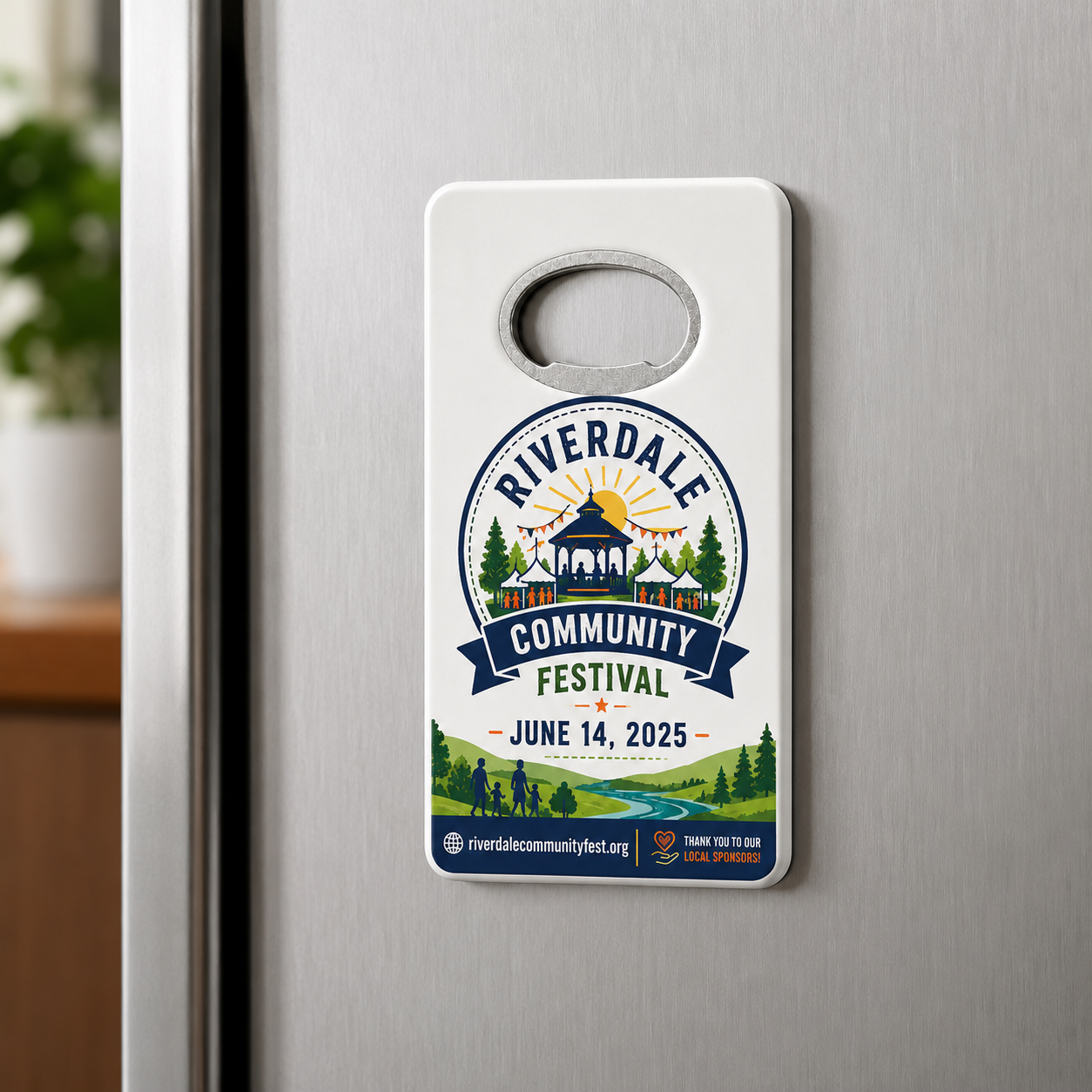 Community Festival Bottle Opener Magnets – magnetic use on a metal surface
