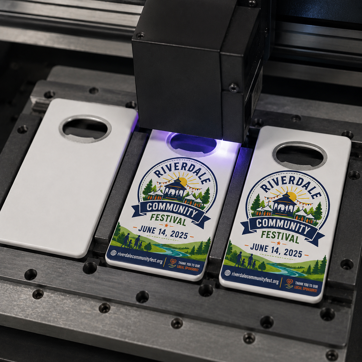 Community Festival Bottle Opener Magnets – UV printing process