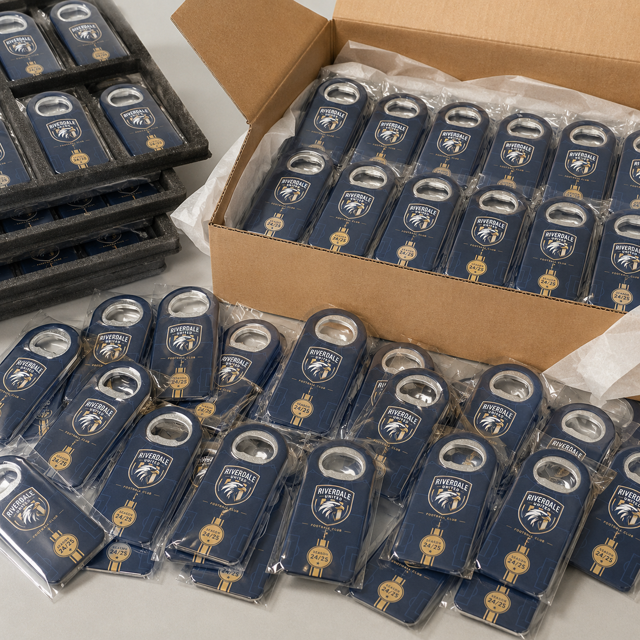 Sports Club Bottle Opener Magnets – bulk order presentation