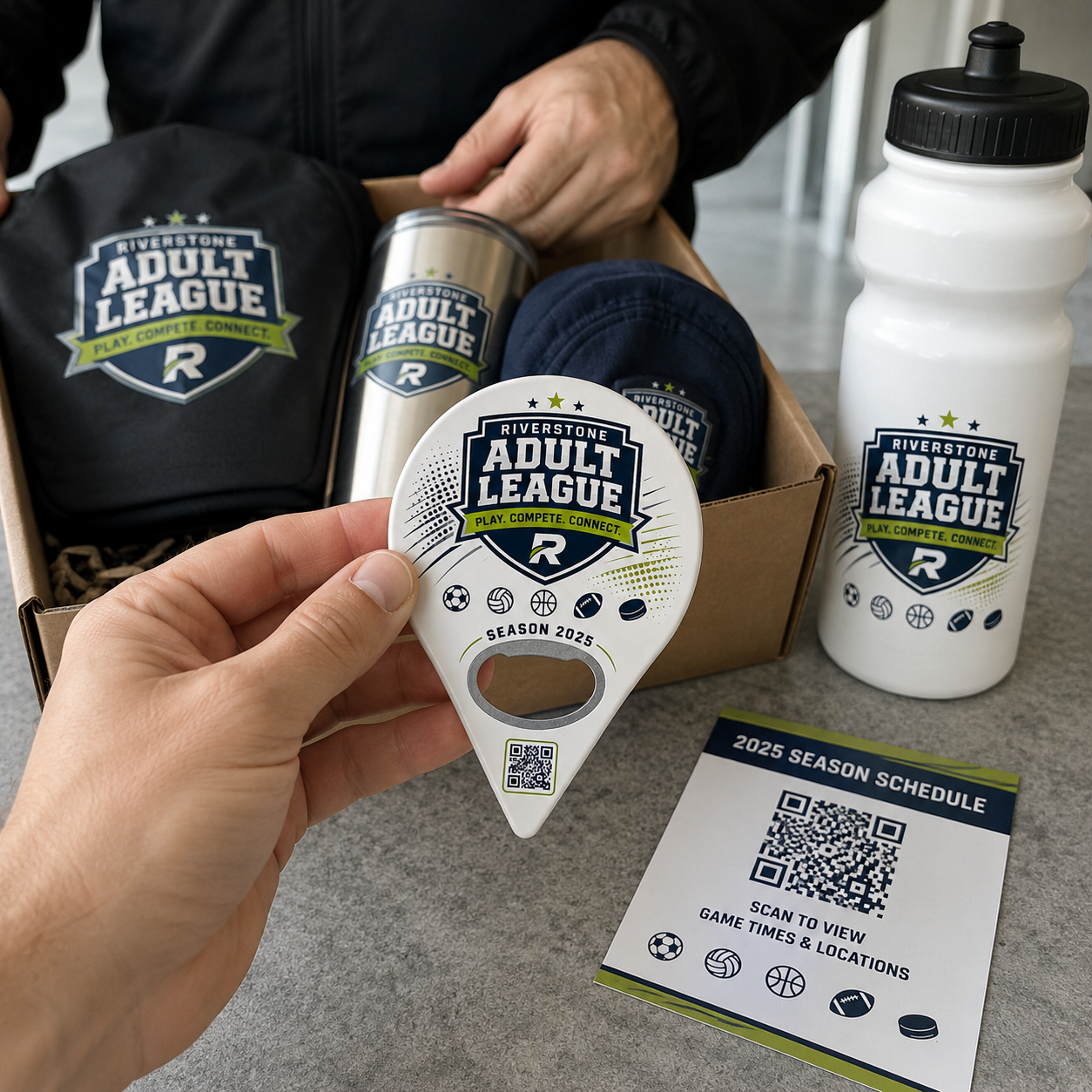 Adult League Bottle Opener Magnets – promotional use scene