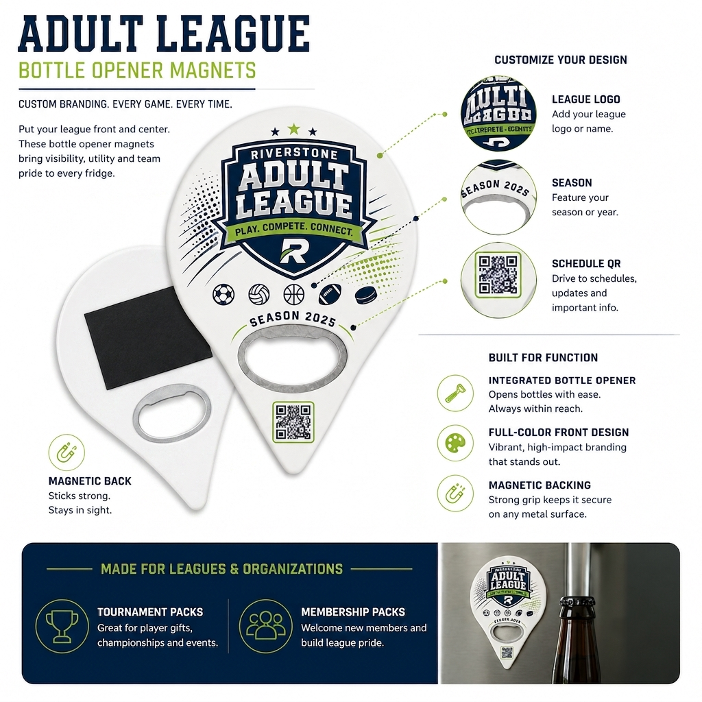 Adult League Bottle Opener Magnets